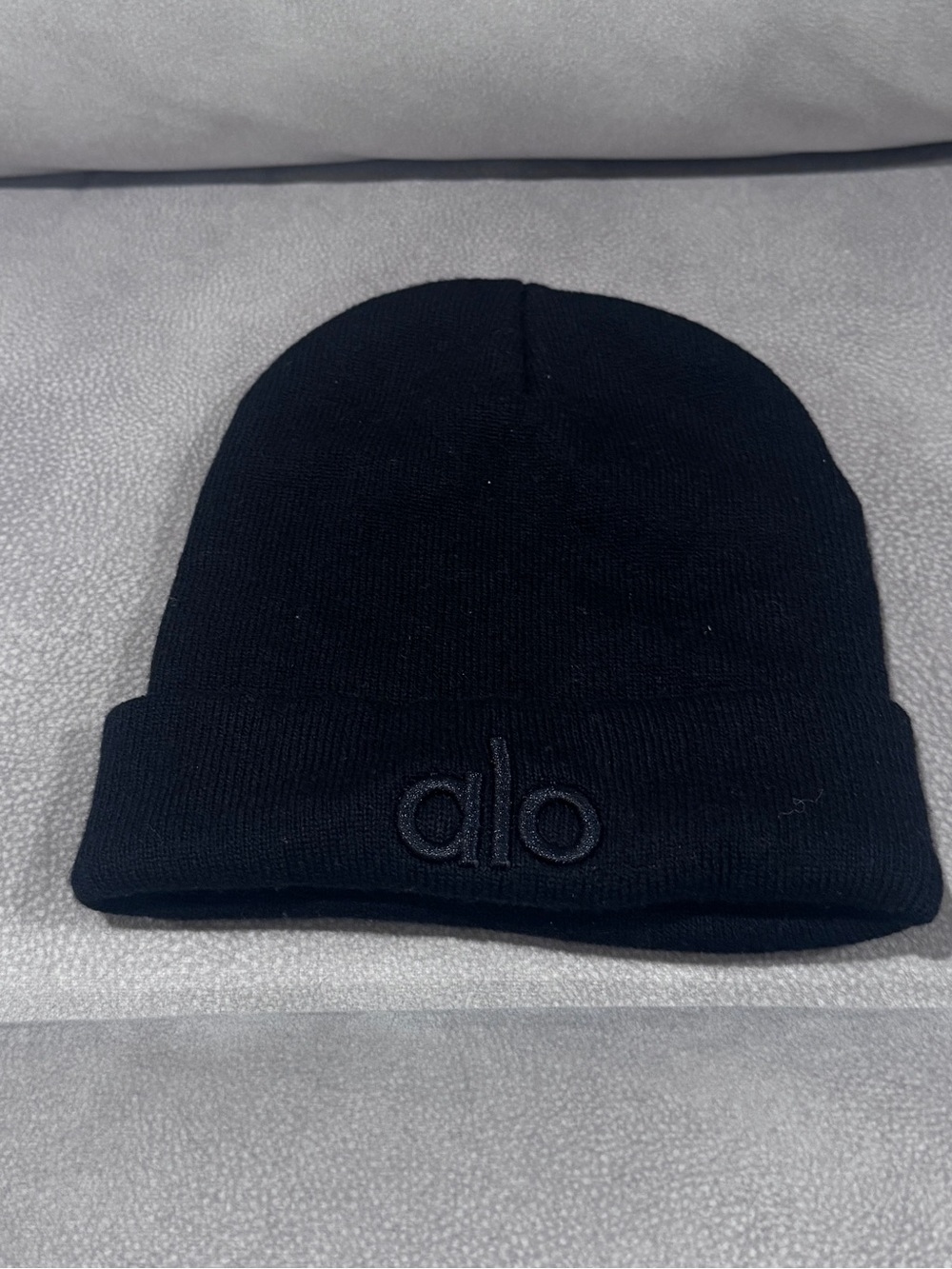 ALO Yoga Black Embroidered Logo Beanie